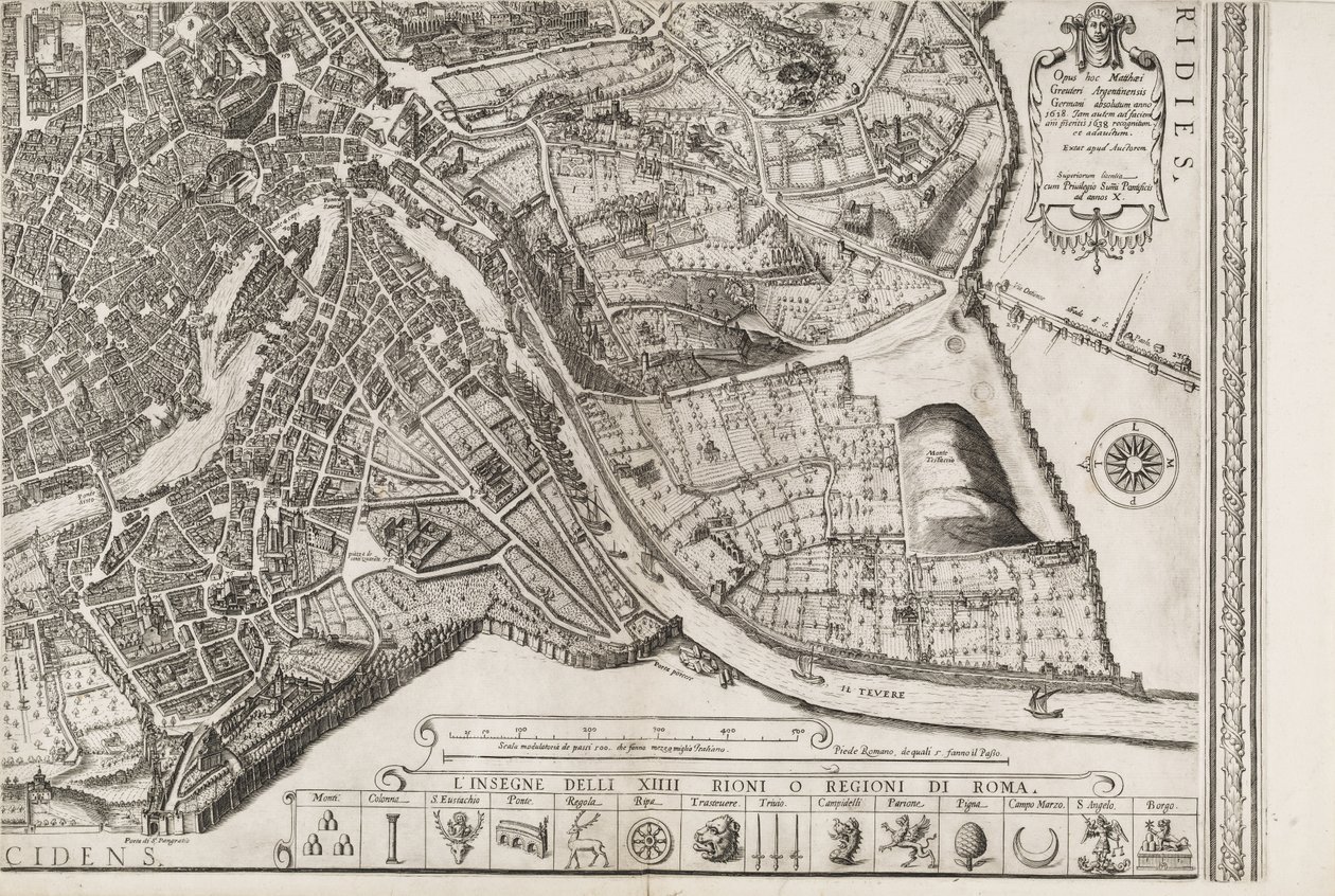 Mapa Říma. Pravá spodní část od Matthaus Greuter