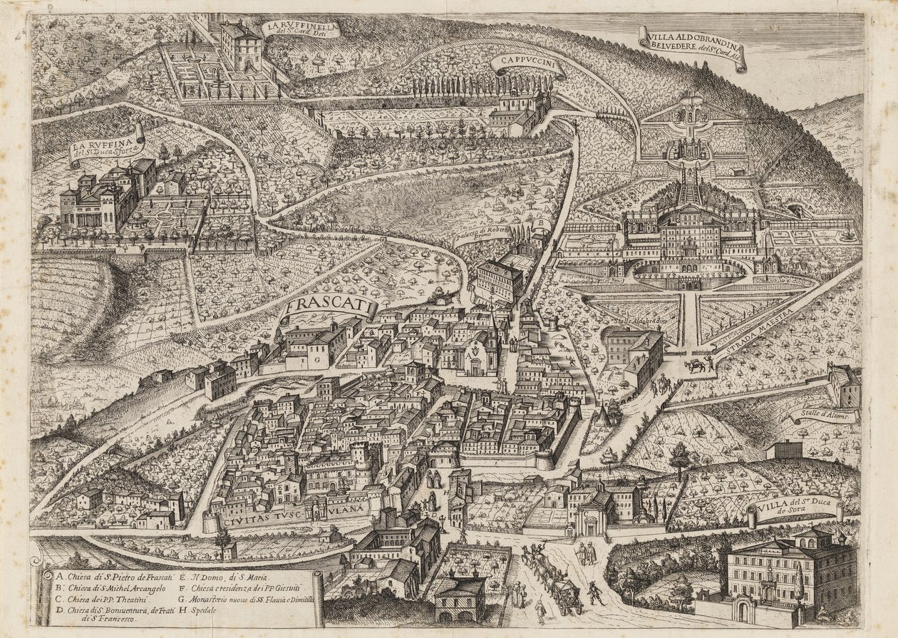 Výhled na Frascati a okolí od Matthaus Greuter
