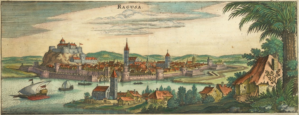 Dubrovník - Ragusa, Negroponte (oříznuto) od Matthaus Merian