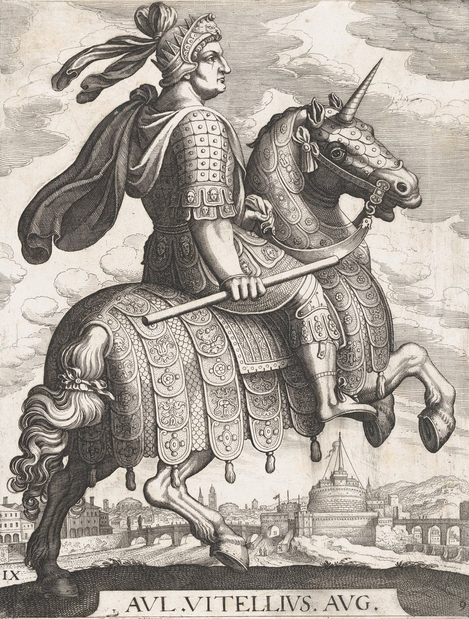 Deska 9: Císař Vitellius na koni, z 
