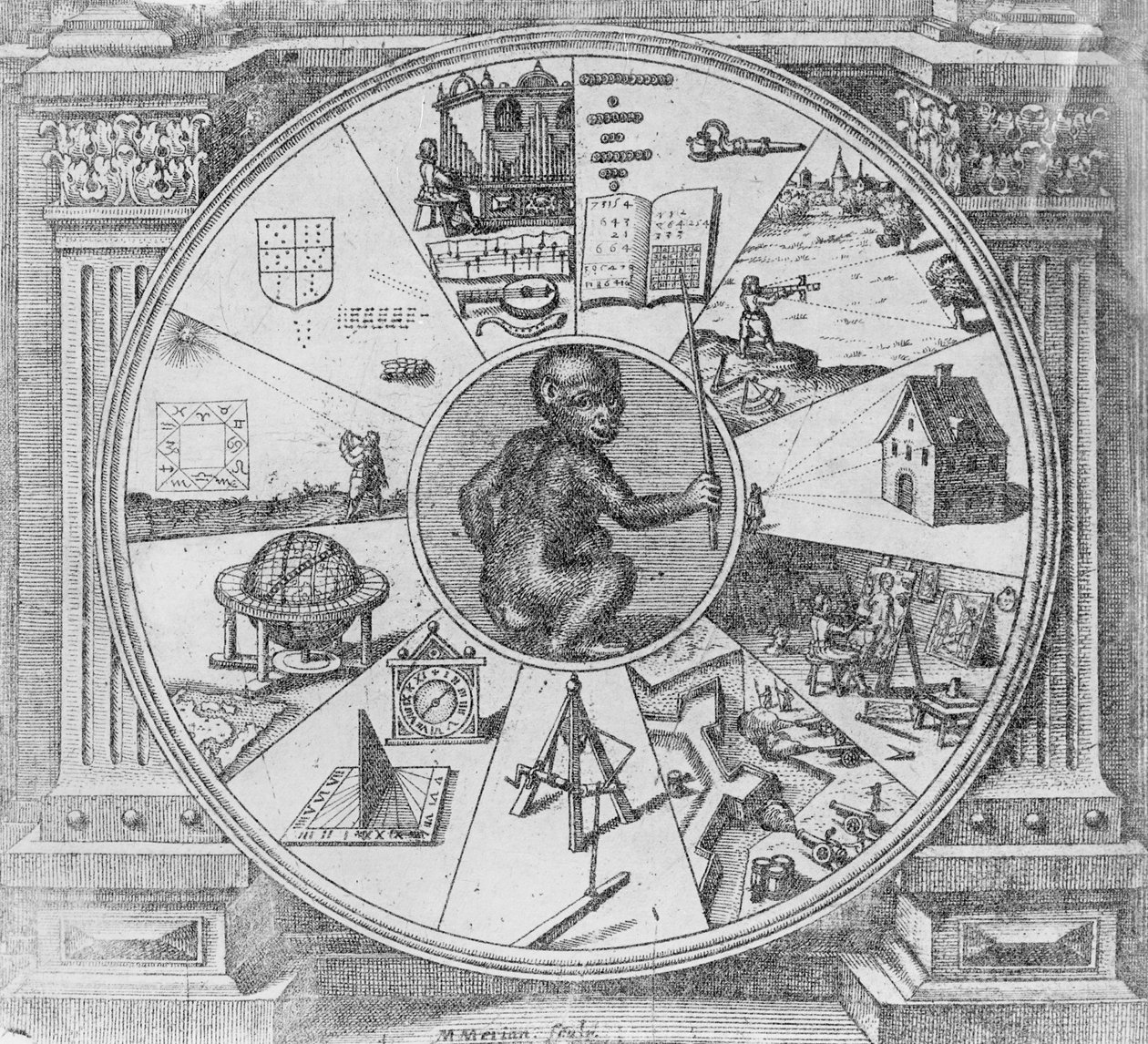Frontispis k obří kosmické historii Roberta Fludda od Matthaus the Elder Merian