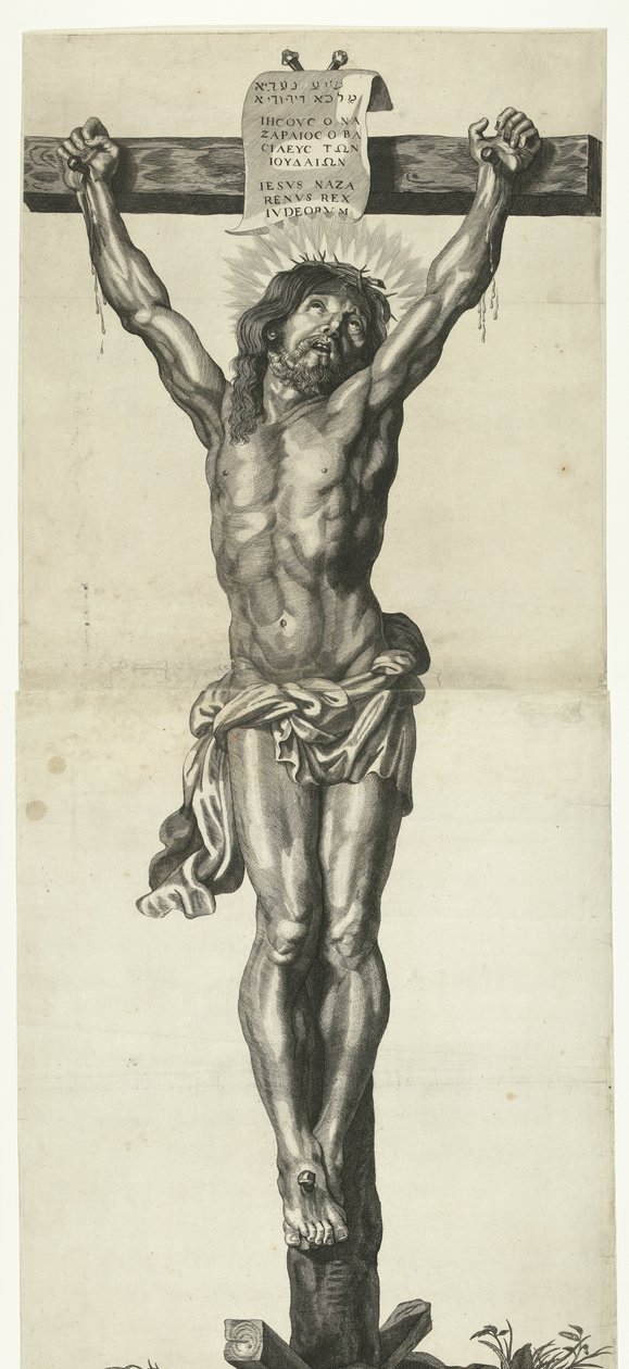 Kristus na kříži Série Ecce homo, Kristus ukřižovaný, Panna Maria a Jan Evangelista od Mattheus Borrekens