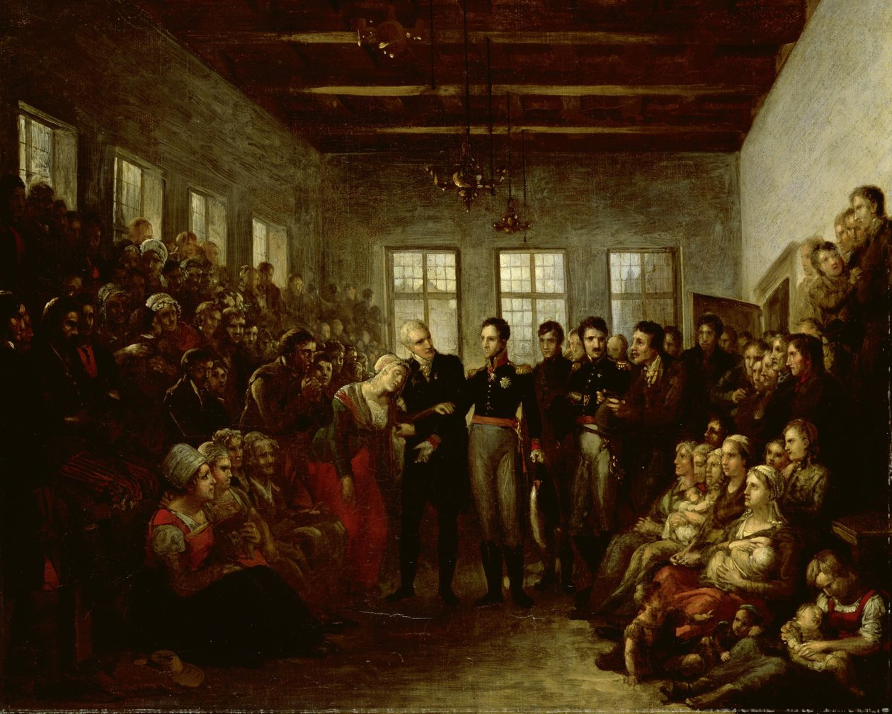Princ z Orange na návštěvě u obětí povodní v Almoners Orphanage, Amsterdam, dne 14. února 1825 od Mattheus Ignatius van Bree