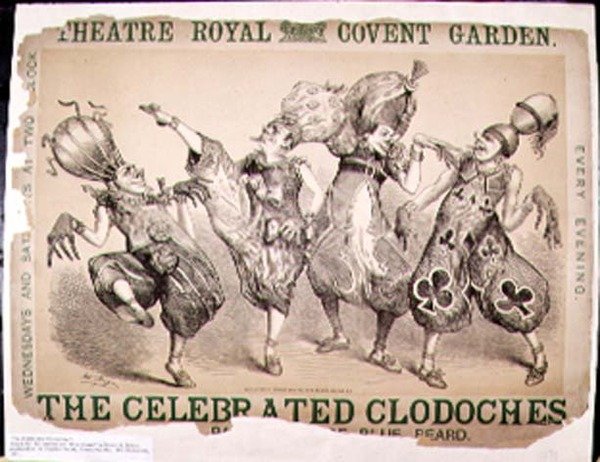 The Celebrated Clodoches, plakát k pantomimě Blue Beard produkovaný Henrym J. Bryonem, vyrobený v Theatre Royal, Covent Garden, Londýn, 1871 od Matthew Somerville Morgan