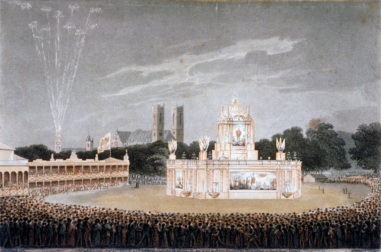 Ohňostroj v Green Park, Westminster, Londýn, 1814 od Matthew Dubourg