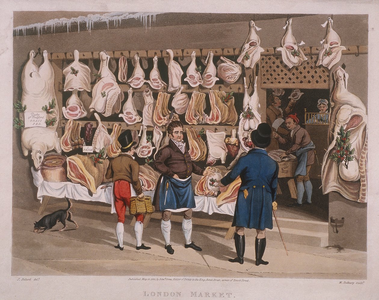 London Market“, řeznictví, 1822 od Matthew Dubourg