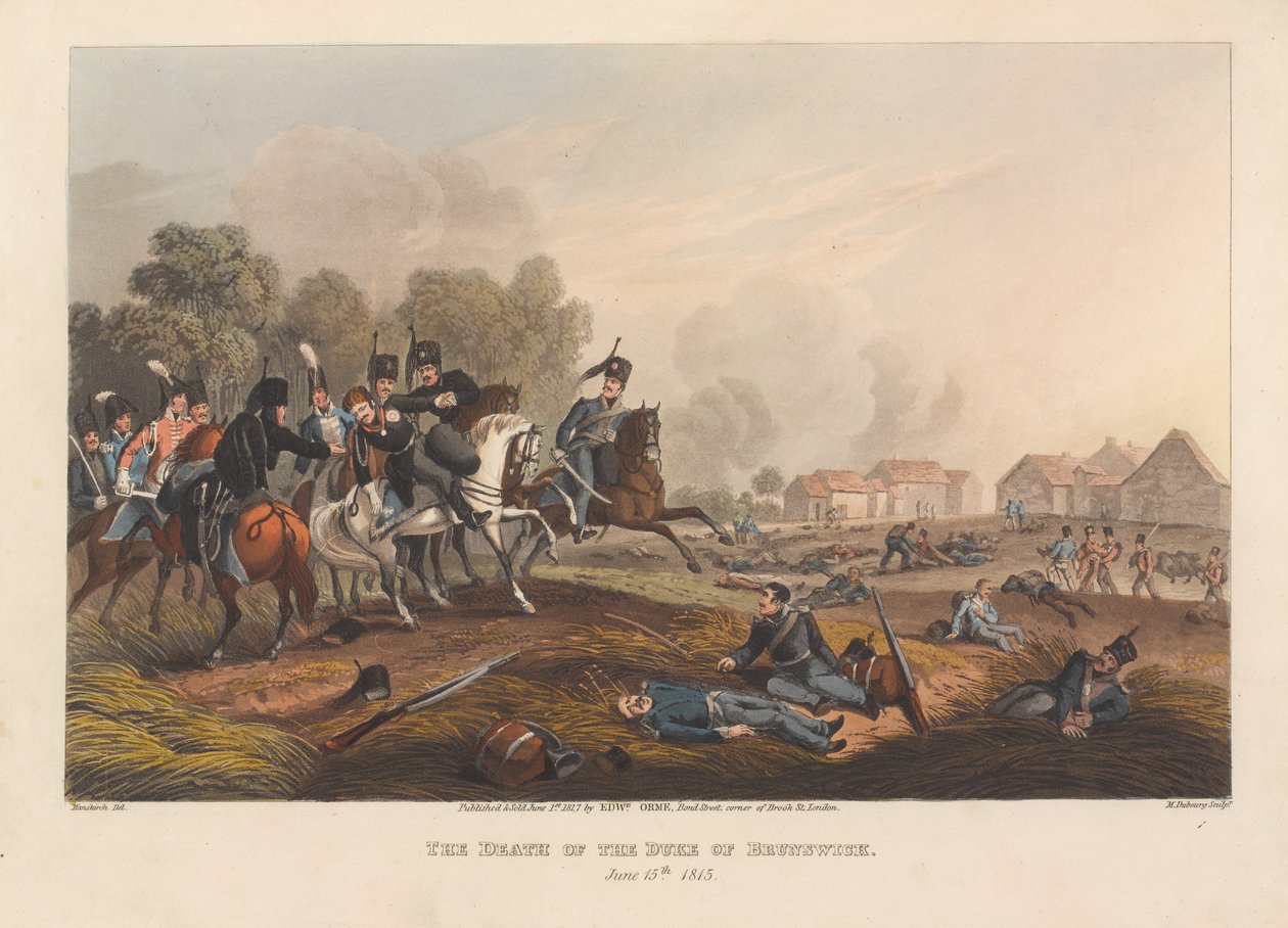 „Smrt vévody z Brunswicku, 15. června [sic] 1815“. (tisk) od Matthew Dubourg