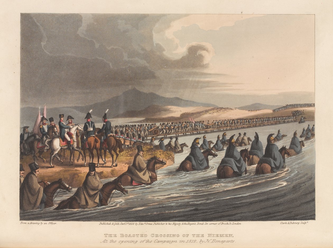 Přechod řeky Niemen při zahájení tažení v roce 1812 (tisk) od Matthew Dubourg