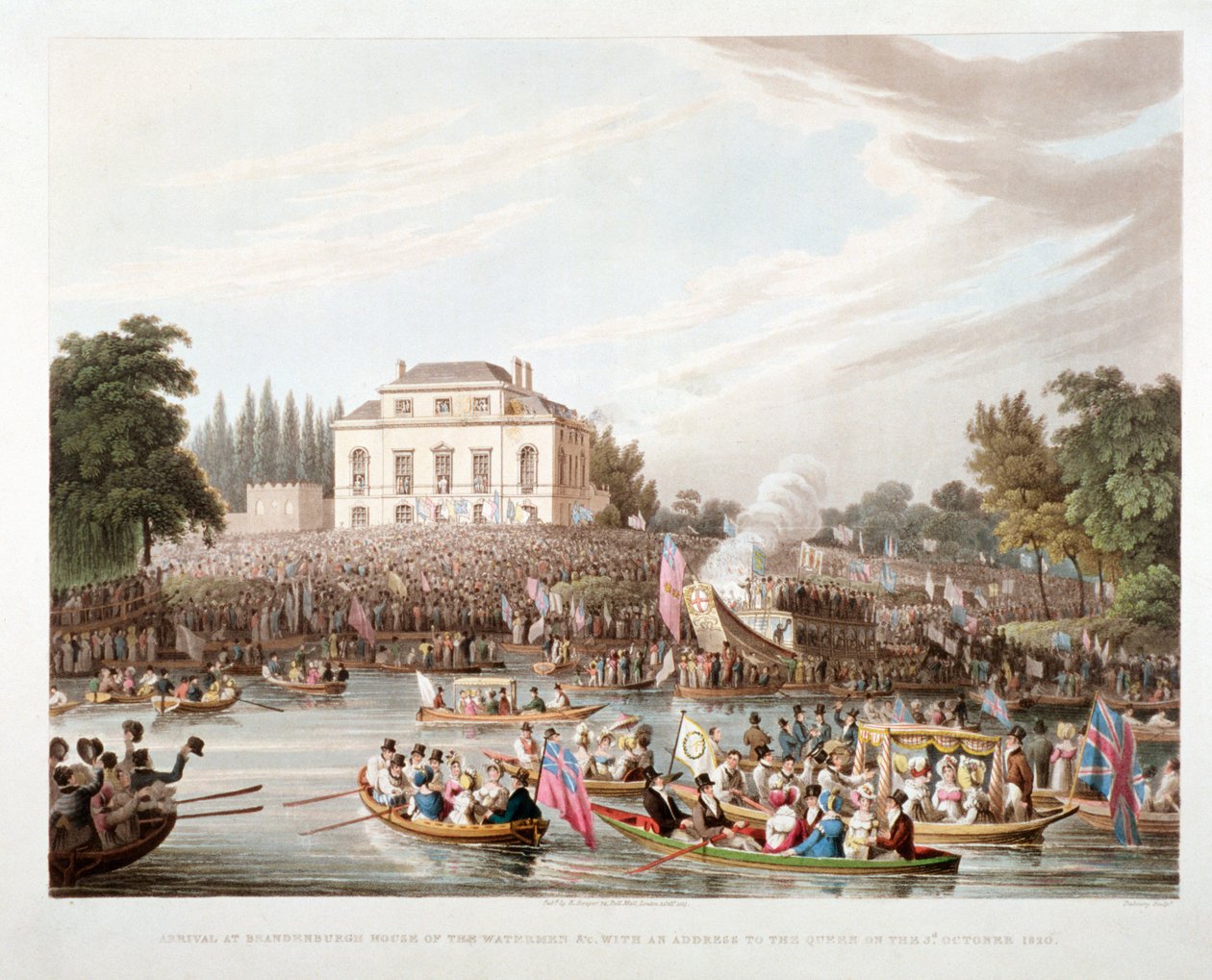 Pohled na řeku Temži v Brandenburgh House, Hammersmith, Londýn, 1821 od Matthew Dubourg