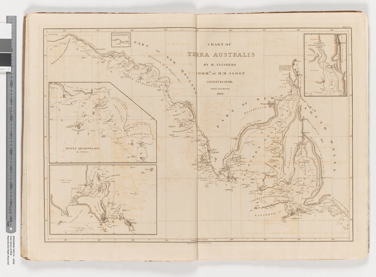 Mapa Terra Australis, Jižní pobřeží, List III od Matthew Flinders