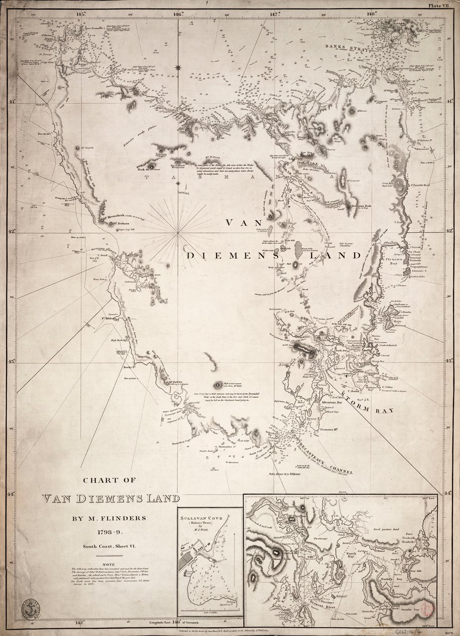 Mapa země Van Diemens, list VI od Matthew Flinders
