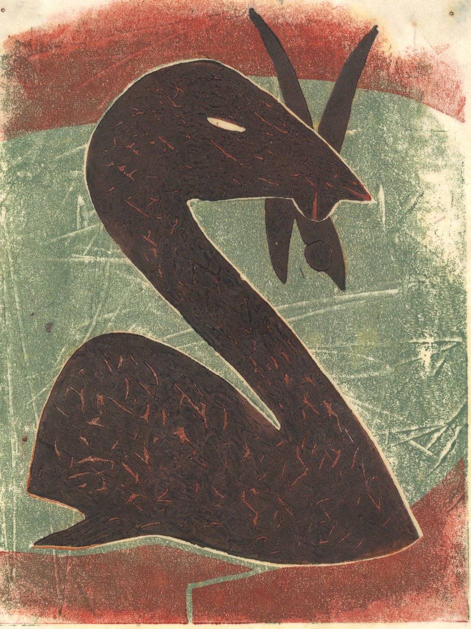 Labuť, 2013 (linoryt) od Matthew Hilton