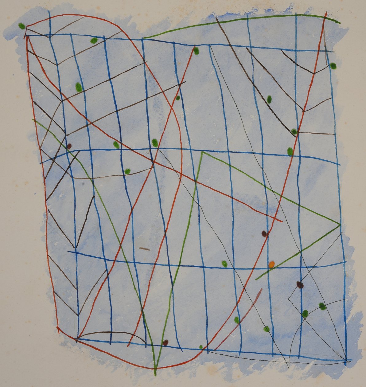 stick chart 2, 2014 (akvarelová pastelka) od Matthew Hilton