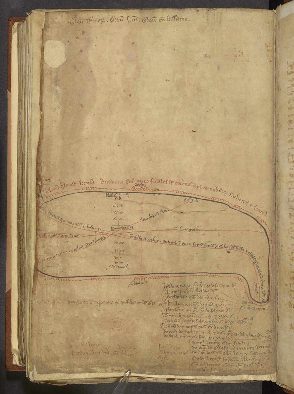 Bavlna MS Nero D 1 f.187v Římské vojenské silnice, z 