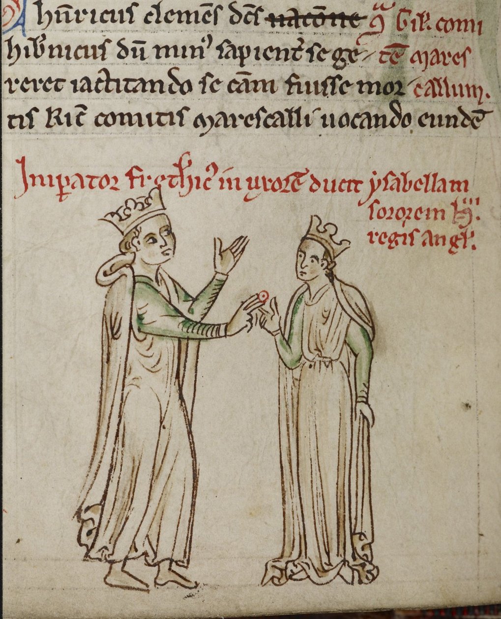 Frederick II a Isabella Anglická Z Historia Anglorum, Chronica majora od Matthew Paris