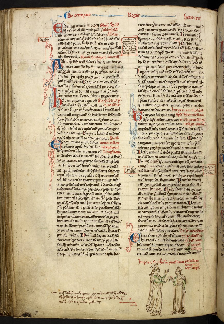 Sňatek Fridricha II. a Isabely Anglické, královský 14 C VII, f.123v od Matthew Paris