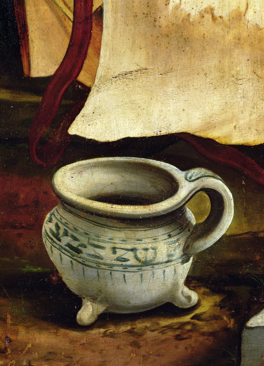 Detail hrnce z Betléma z Isenheimského oltáře, vnější křídlo, kolem 1512-1516, olej na panelu od Matthias Grünewald