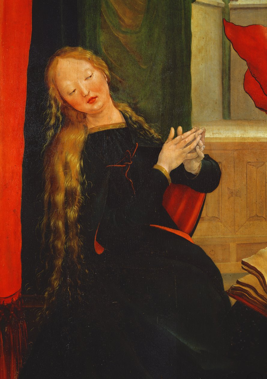 Detail Zvěstování Panně Marii z Isenheimského oltářního obrazu. vnější křídlo, c.1512-16, olej na panelu od Matthias Grünewald
