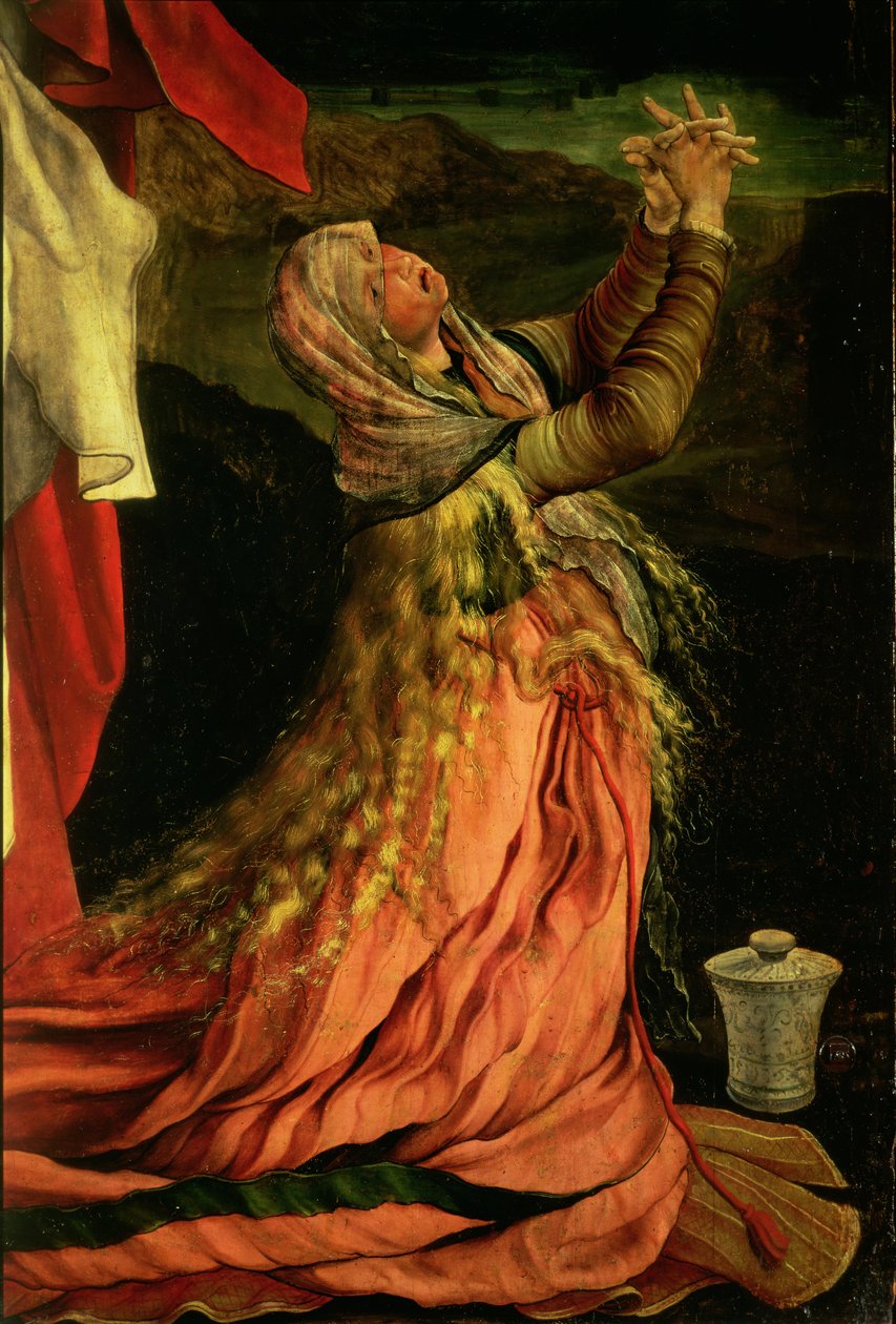 Marie Magdaleny, detail z Ukřižování z Isenheimského oltáře, kolem 1512-16 od Matthias Grünewald
