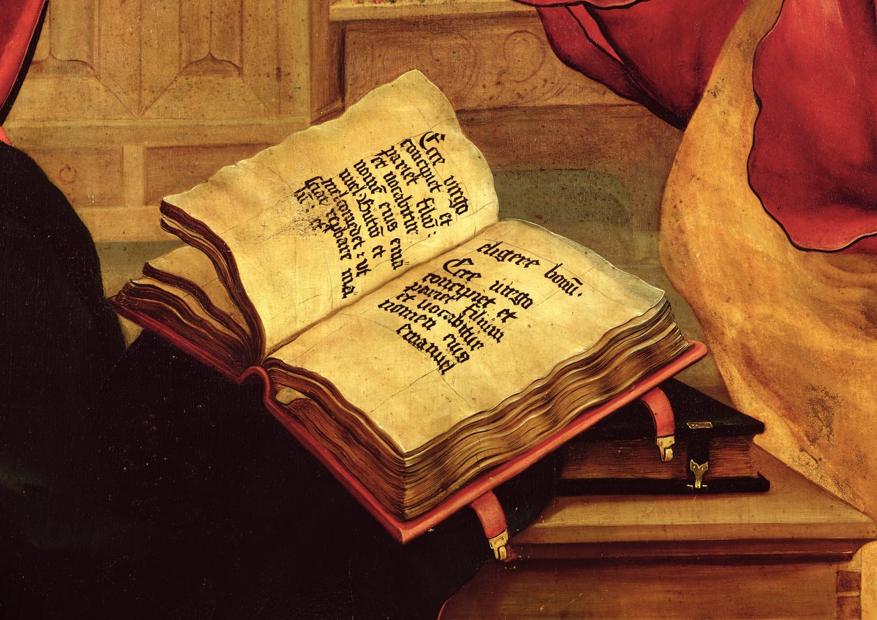 Kniha Panny Marie, detail ze Zvěstování z Isenheimského oltářního obrazu, asi 1512-16 od Matthias Grünewald