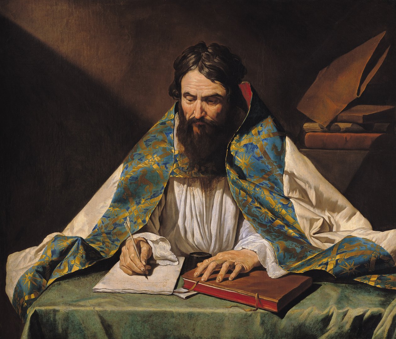 Svatý Ambrož (339-97), kolem 1633-39 od Matthias Stomer