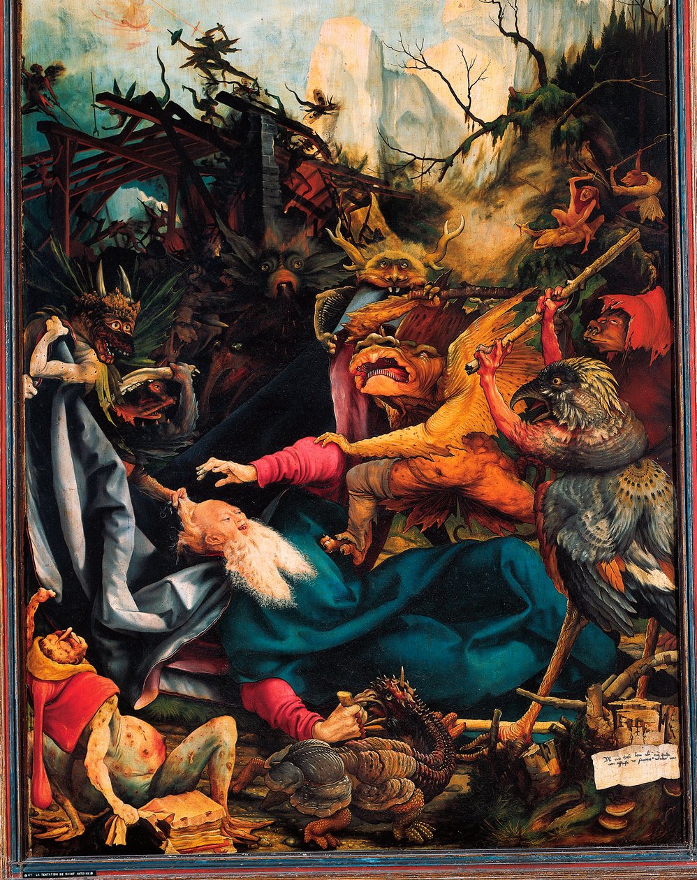 Detail Pokušení svatého Antonína Velikého, oltářní obraz z Issenheimu, asi 1512-16 (olej na desce) od Matthias (c.1480 1528) Grunewald