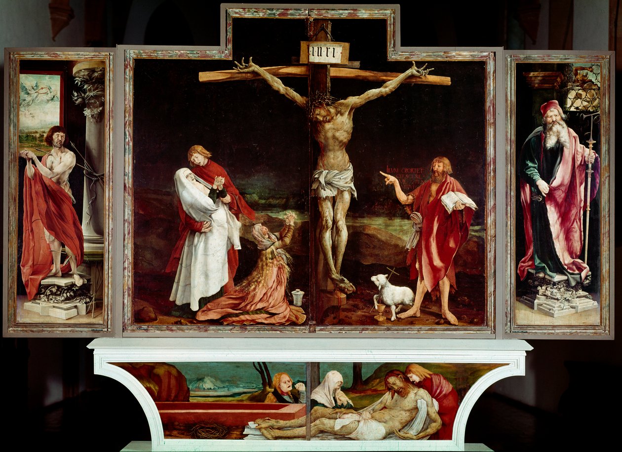 Isenheimský oltářní obraz, asi 1512-15 (olej na desce) od Matthias (c.1480 1528) Grunewald
