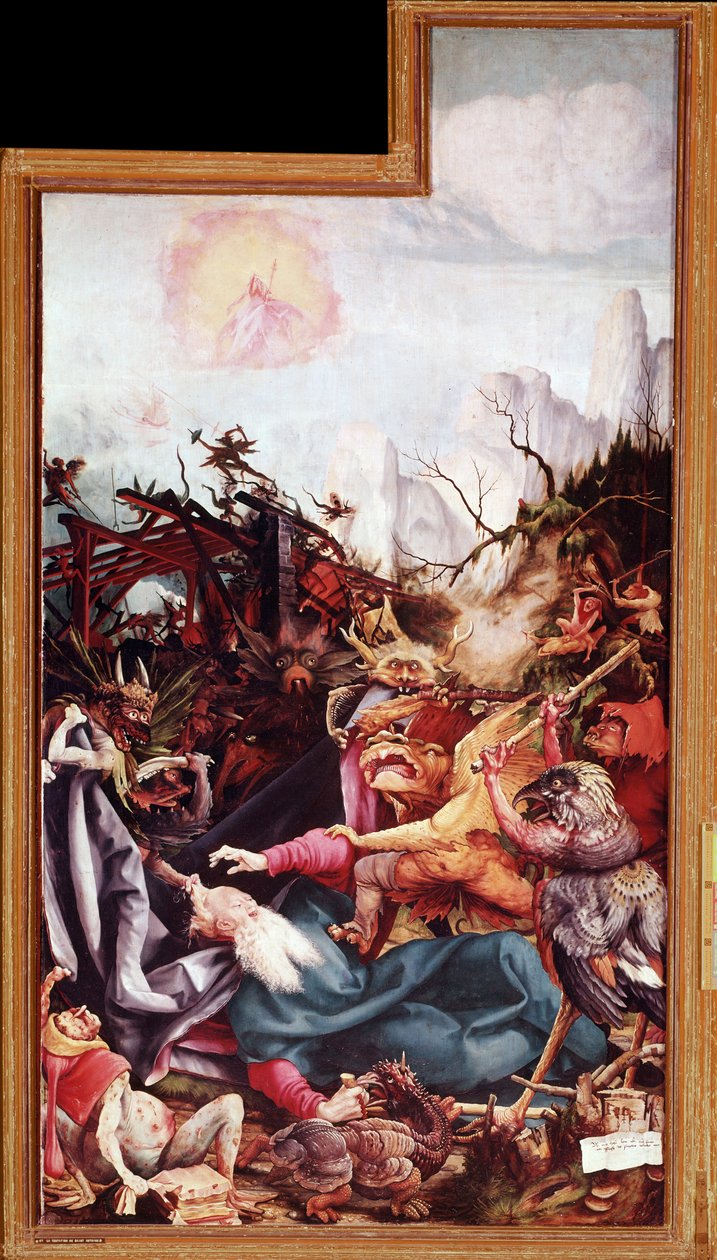 Pokušení svatého Antonína Velikého, oltářní obraz z Issenheimu (olej na desce od Matthias (c.1480 1528) Grunewald