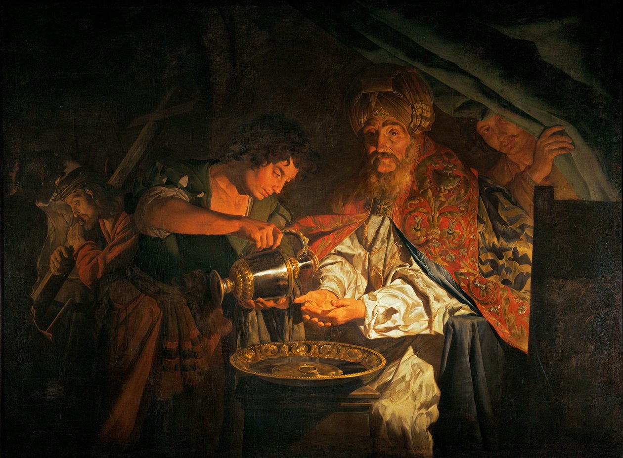 Poncius Pilát si myje ruce... od Matthias (c.1600 p.1650) Stomer
