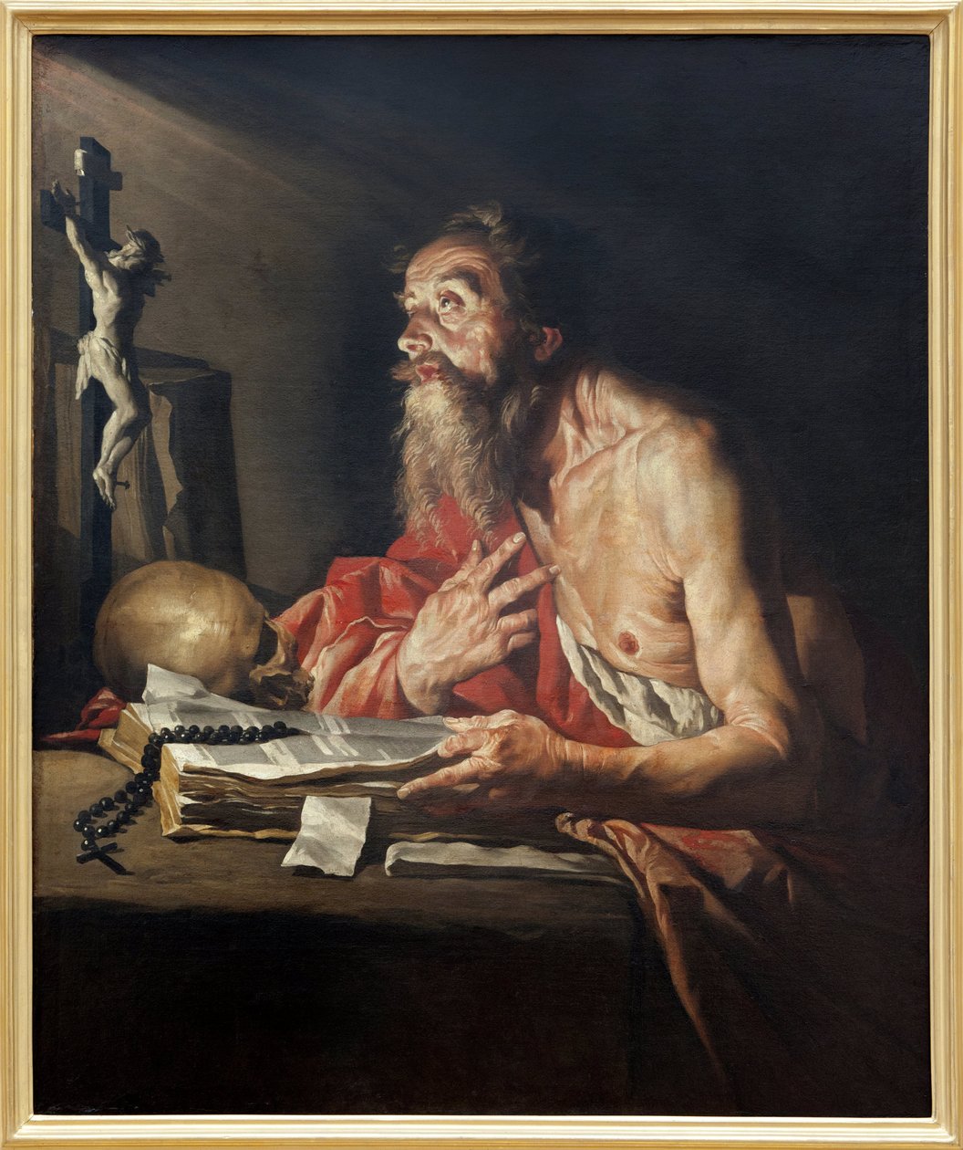Svatý Jeroným, olejomalba na plátně od Mathiase Stomera (Matthias Stom) (1600-po 1650) - Fotografie, KIM Youngtae, Nantes, Nantes Museum of Fine Arts od Matthias (c.1600 p.1650) Stomer