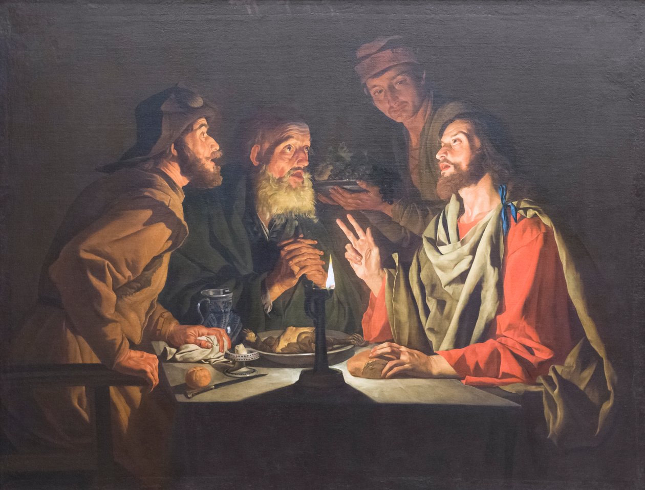 Večeře v Emauzích od Matthias (c.1600 p.1650) Stomer
