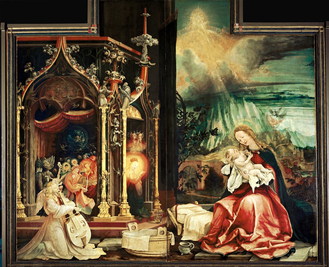 Koncert andělů (malba na lipovém dřevě) od Matthias Gruenewald