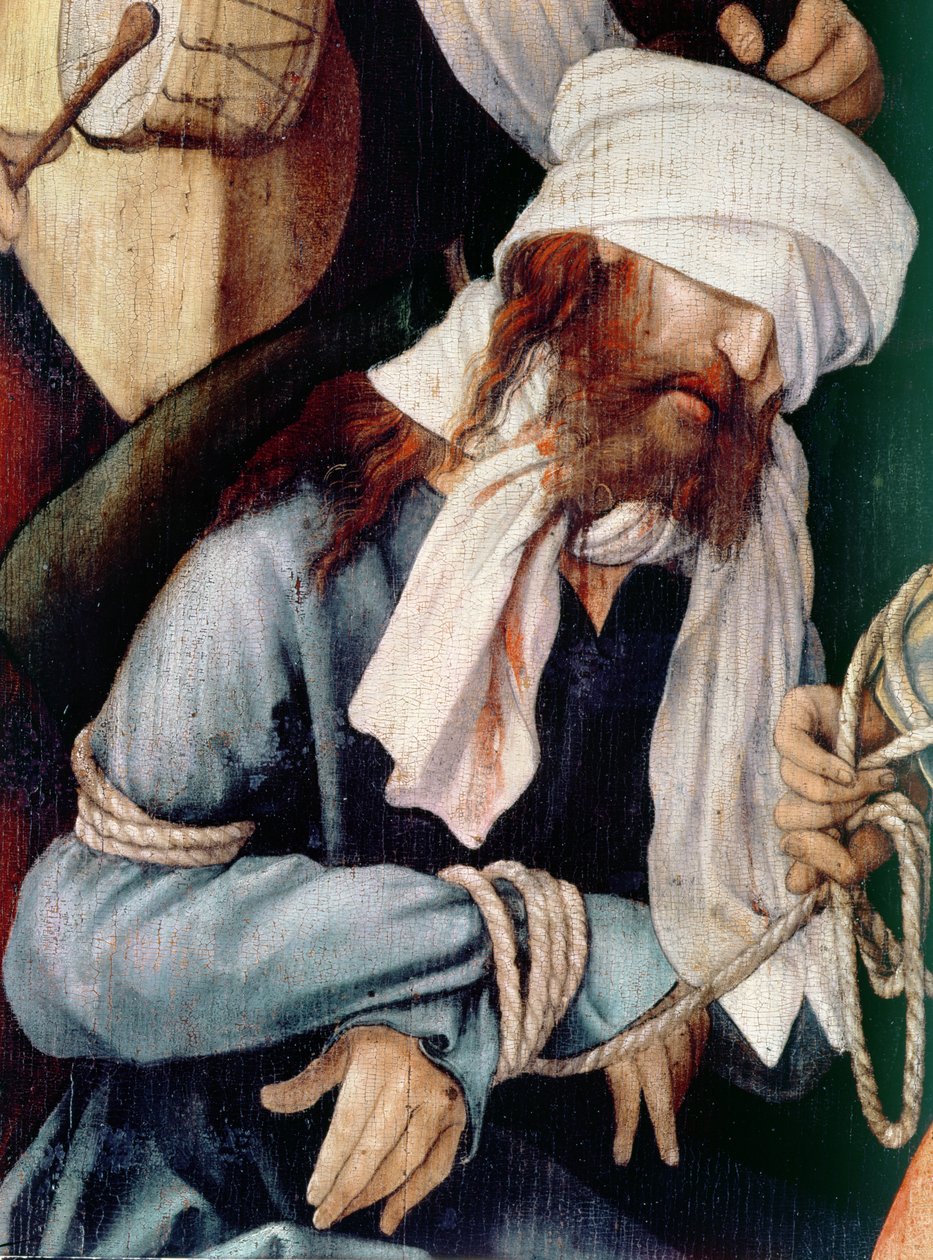 Detail Posmívání Kristu olej na plátně od Matthias Grünewald