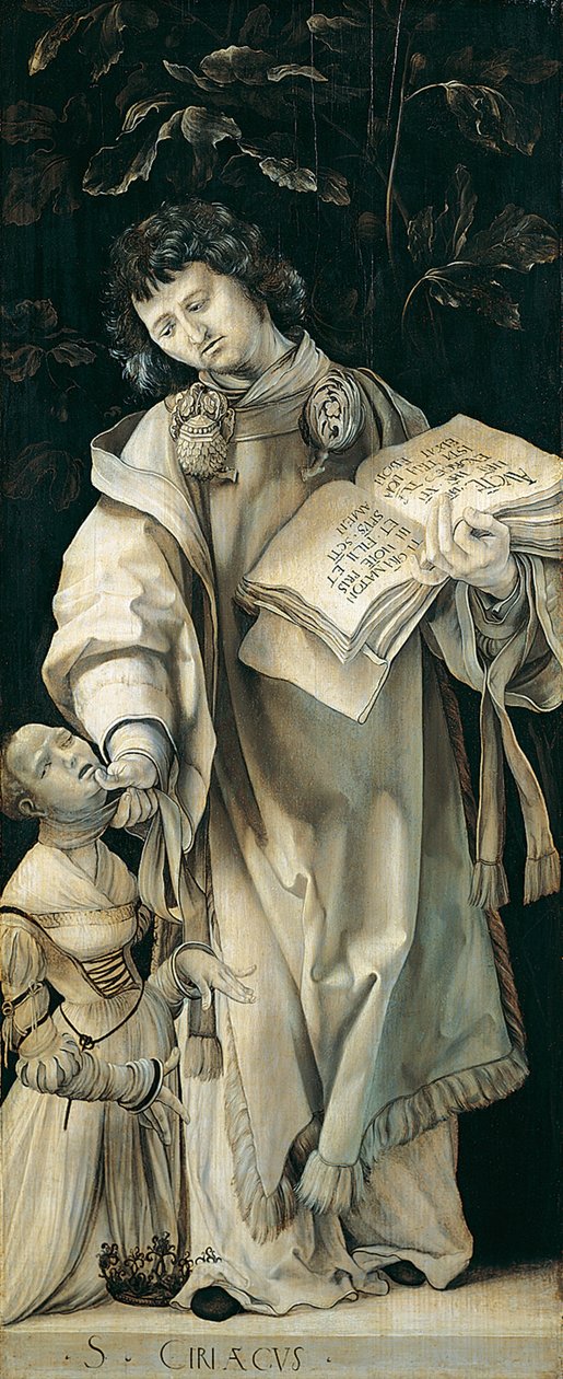 Panel Heller oltáře zobrazující sv. Cyriacus od Matthias Grünewald
