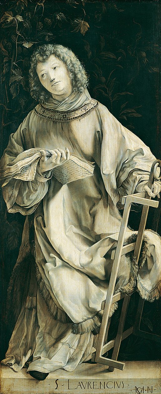 Panel Heller oltáře zobrazující svatého Vavřince od Matthias Grünewald