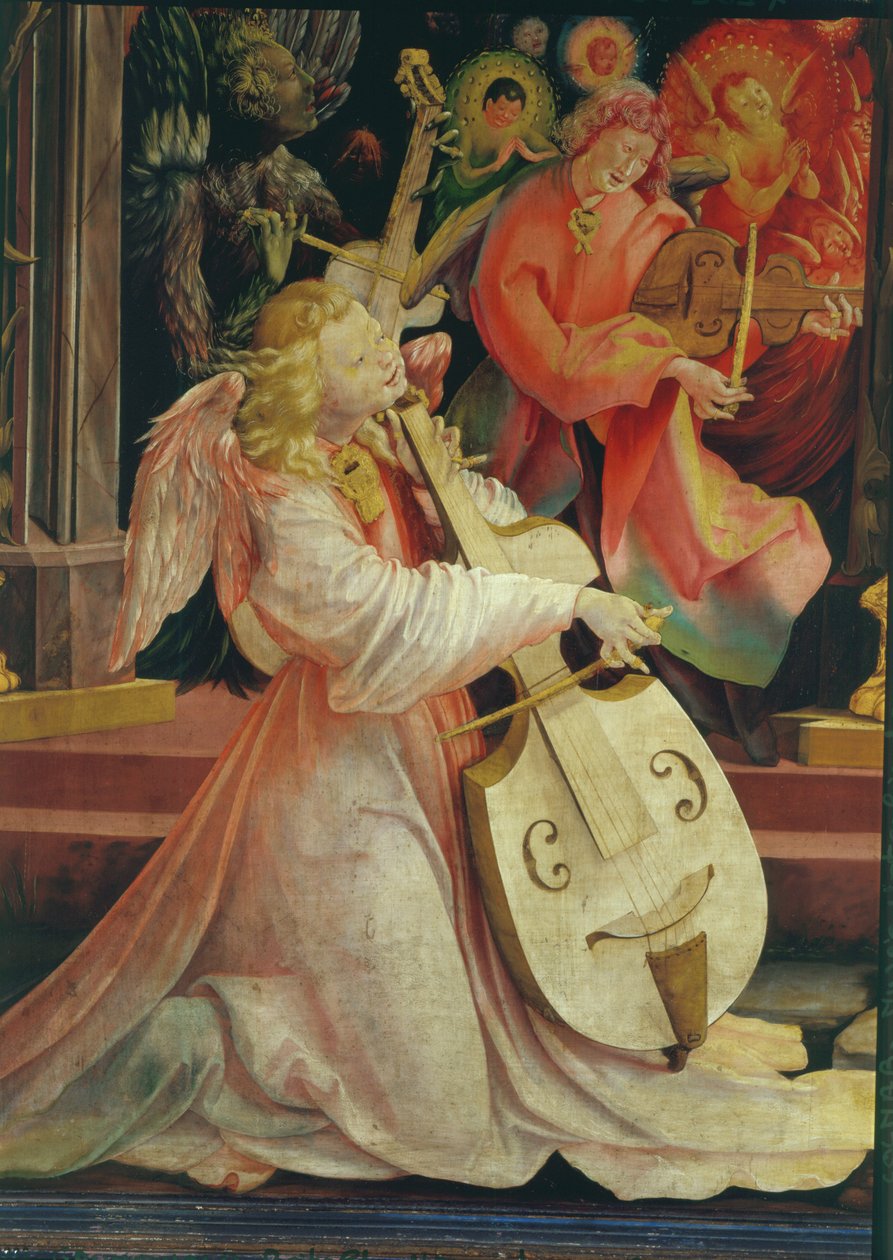 Andělský koncert, z Isenheimského oltáře, kolem 1512-16, olej na detailu panelu z roku 17670 od Matthias Grünewald
