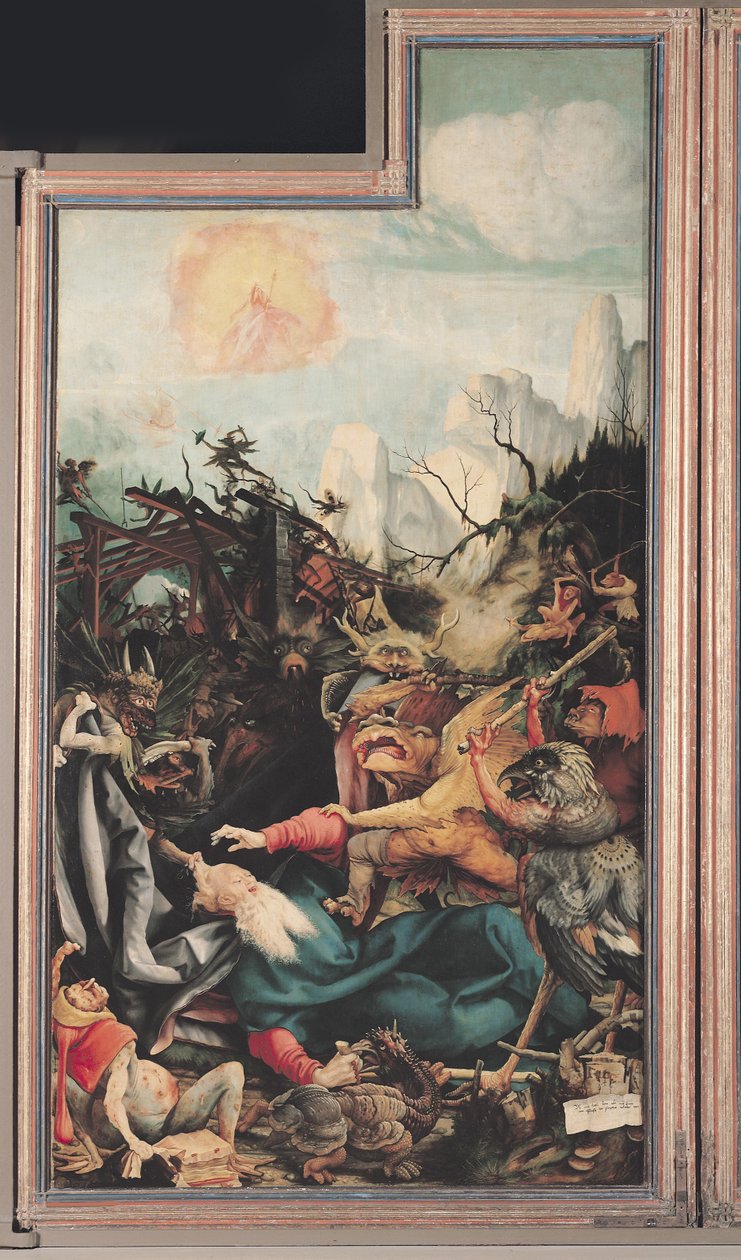 Isenheimský oltář. Pravé křídlo: Pokušení svatého Antonína od Matthias Grünewald
