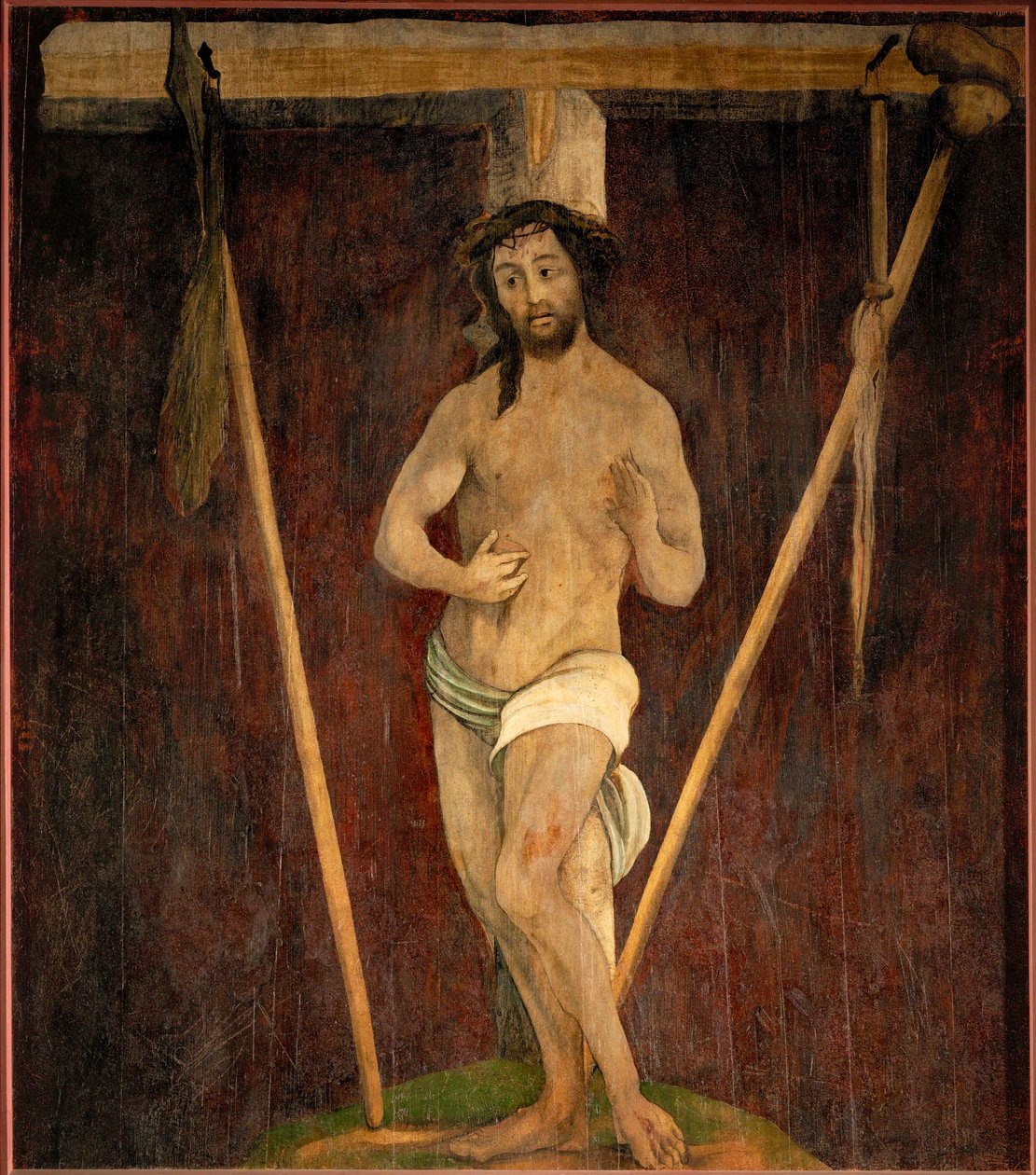 Trpící vykupitel, středová deska oltáře v evangelickém kostele v Lindenhardtu od Matthias Gruenewald