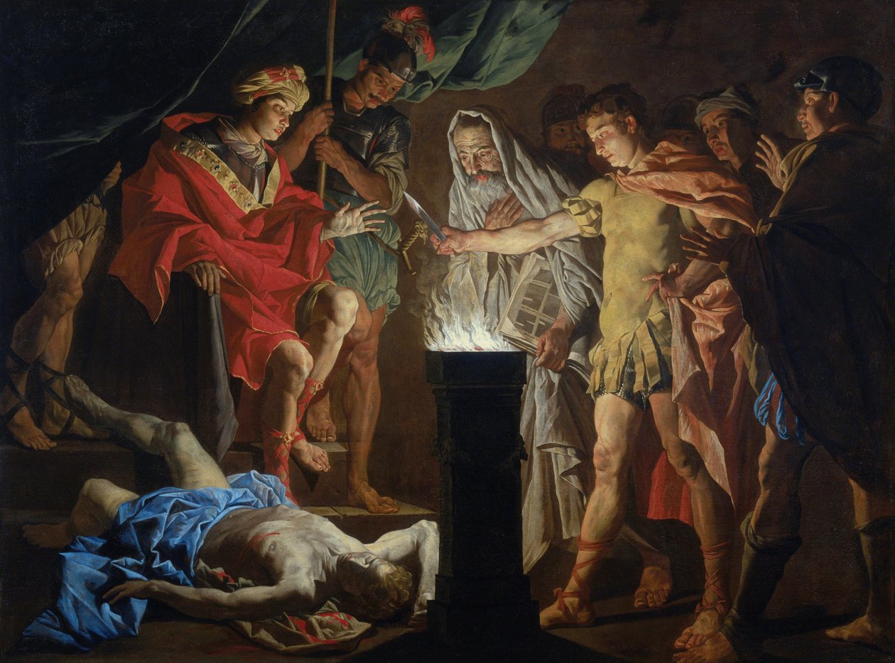 Mucius Scaevola za přítomnosti Larse Porsenna od Matthias Stom