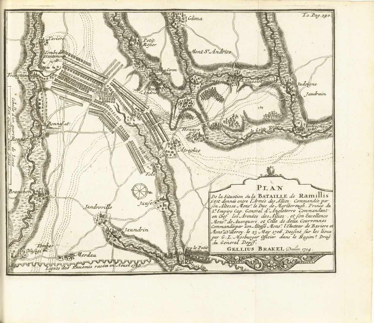 Struska bij Ramillies, 1706 Plán městského zámku a pevnosti Huy obležené armádami S.A.E. de Baviere & du Marechal de Villeroy le 26. května 1705 (název na objektu) od Matthijs Pool (possibly)