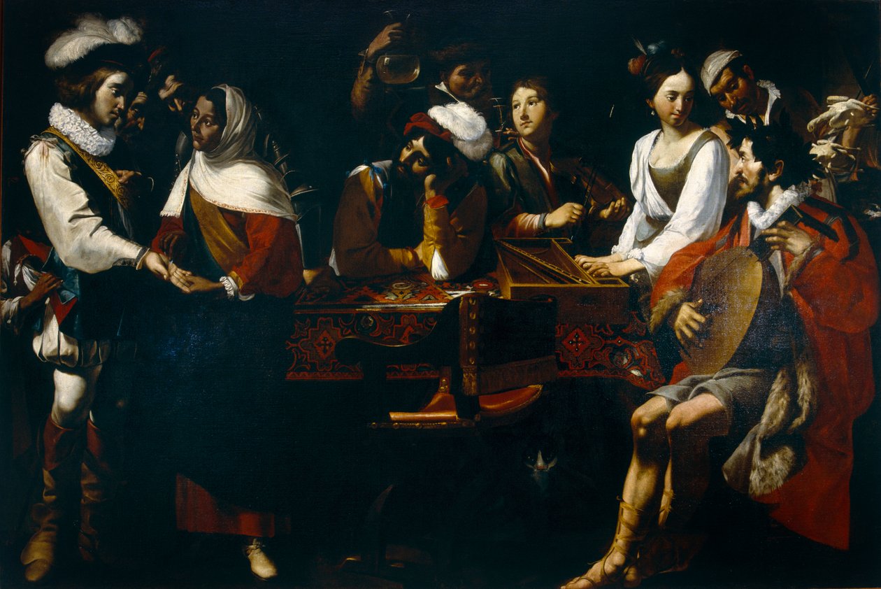 Tasso na dvoře Ferrara (nebo alegorie pěti smyslů), kolem 1630-90 od Mattia Preti
