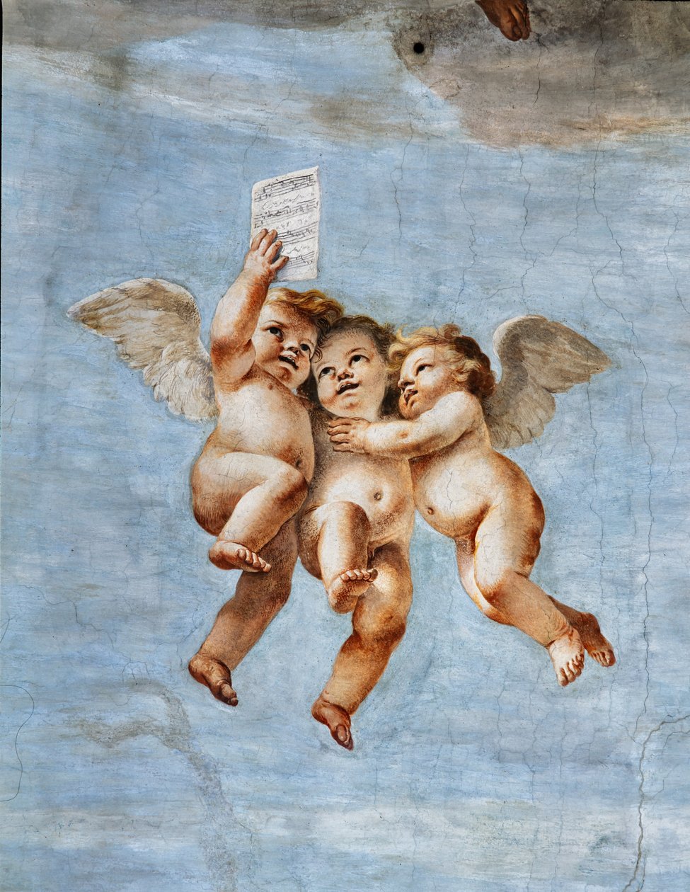 Koncerty andělů, detail od Mattia (1613-99) Preti