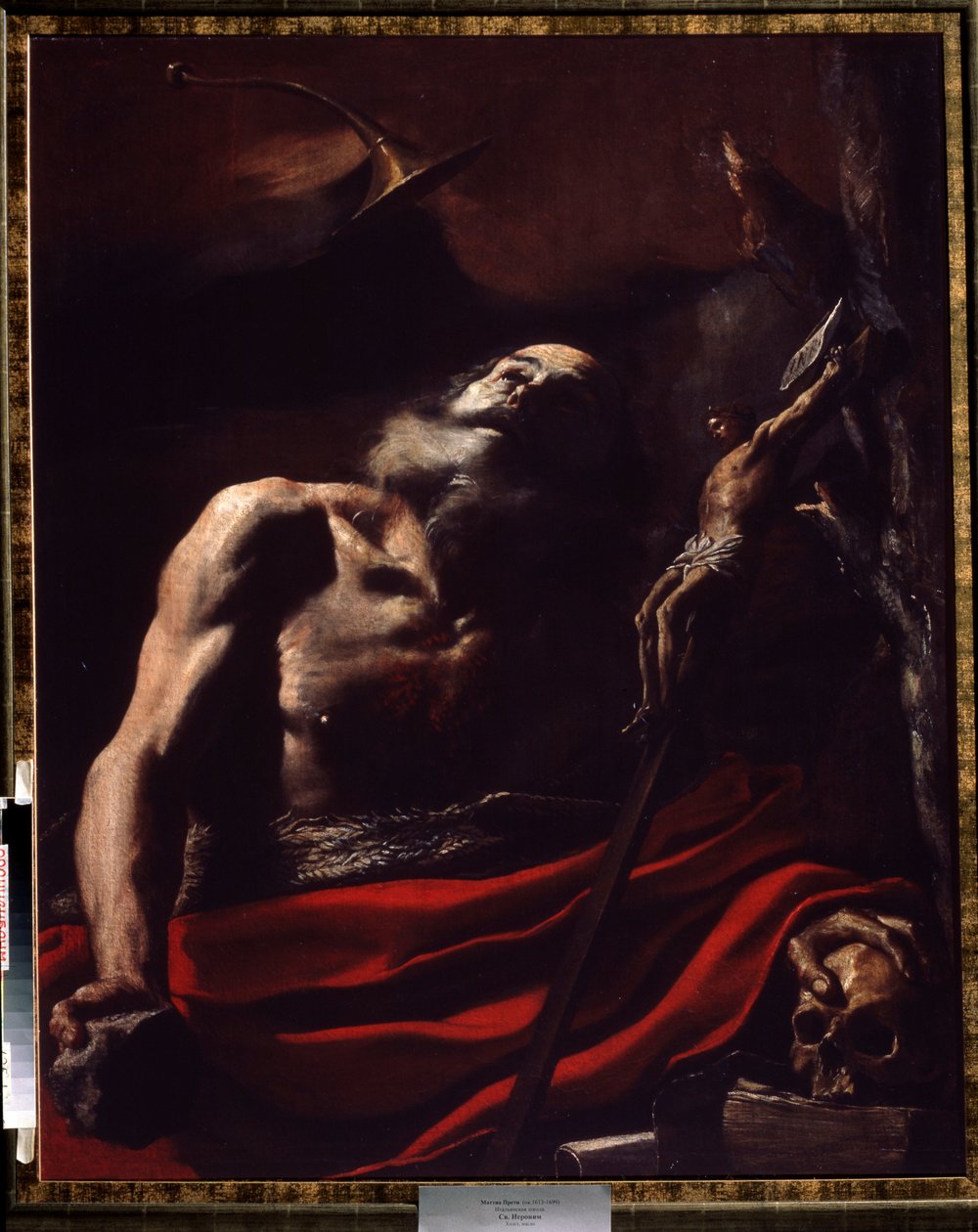 Svatý Jeroným. Obraz (Vanita) Mattia Preti Il Cavaliere Calabrese (1613-1699). Olej na plátně. Italské umění, barokní styl. Muzeum paláce Oranienbaum v Lomonosově, Rusko. od Mattia Preti