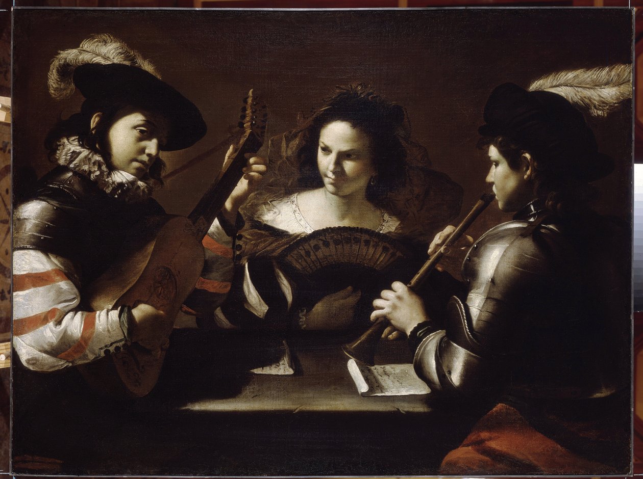 Koncert. Obraz Mattia Preti (1613-1699), olej na plátně, kolem roku 1630. Italské umění od Mattia Preti