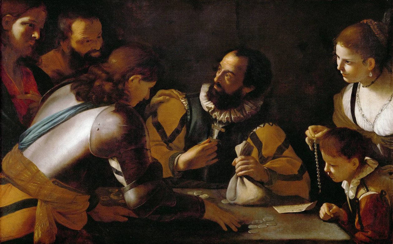La vocation de Saint Matthieu - Povolání svatého Matouše - Mattia Preti (1613-1699). Olej na plátně, c. 1635. Rozměr : 104x164 cm. Uměleckohistorické muzeum, Vienne od Mattia Preti