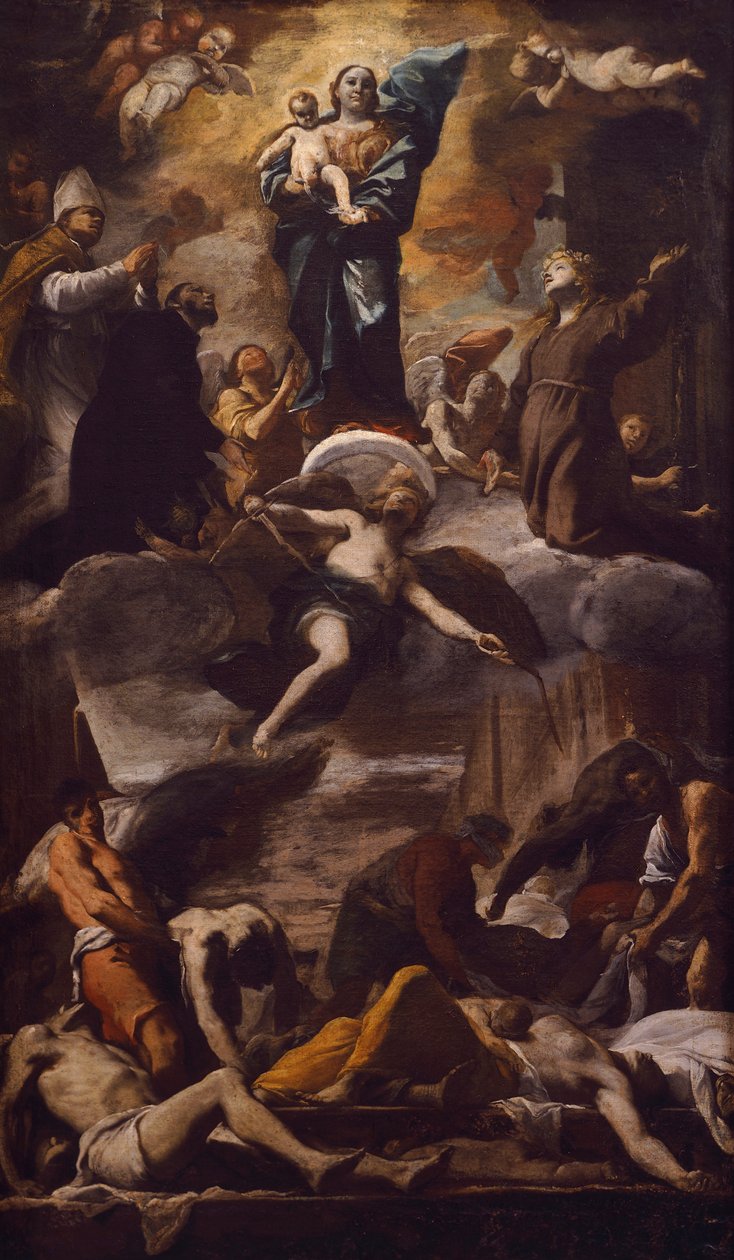 Neapolský mor, c. 1660 (olej na plátně) od Mattia Preti