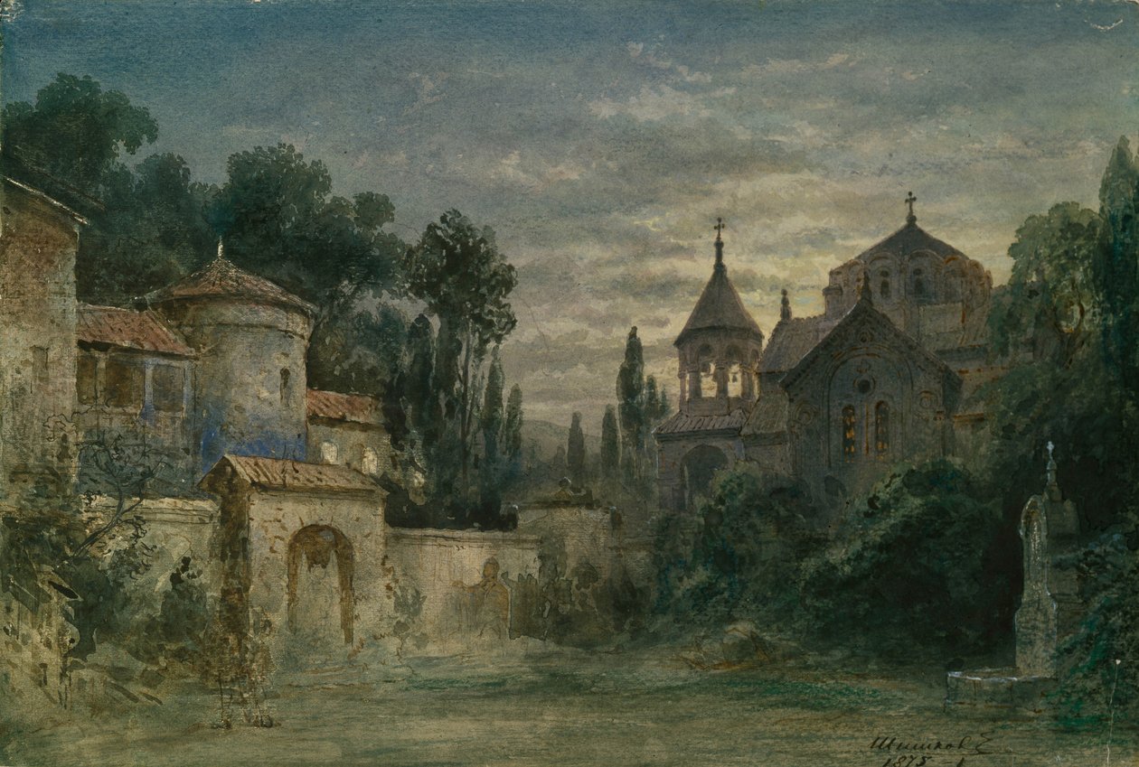 Scénický návrh k opeře Síla osudu G. Verdiho, 1875 od Matvey Andreyevich Shishkov