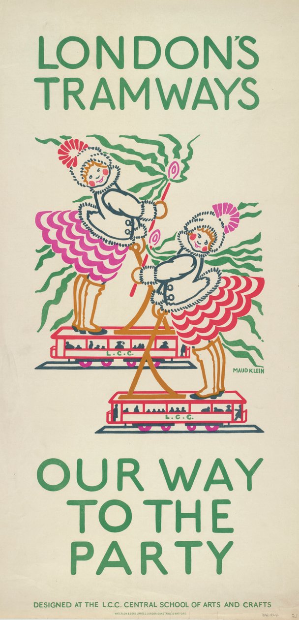 „Naše cesta na párty“, plakát LCC Tramways London County Council, 1924 od Maud Klein