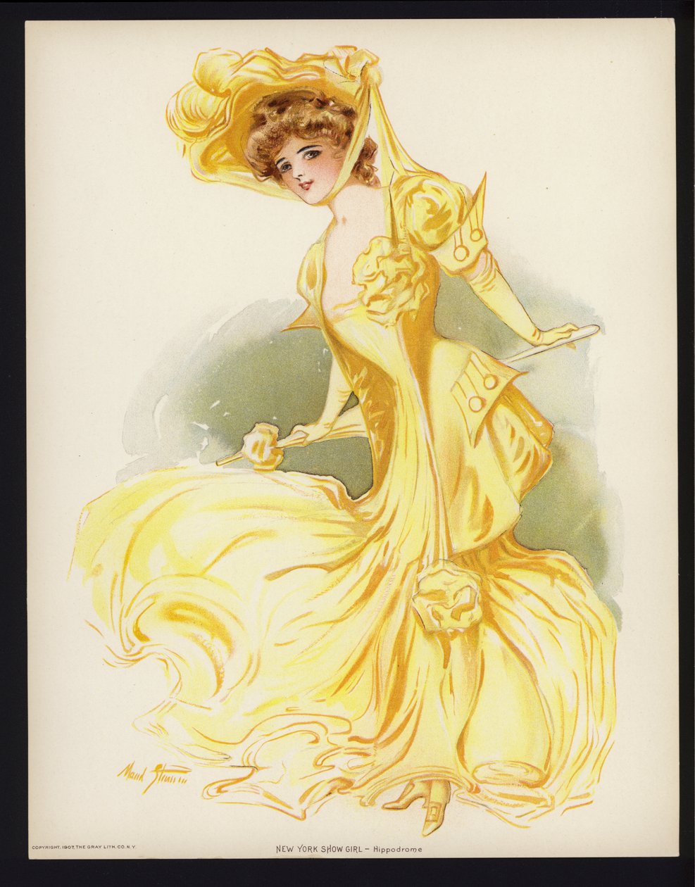 New York Show Girl: Hippodrom (barevná litografie) od Maud Stumm