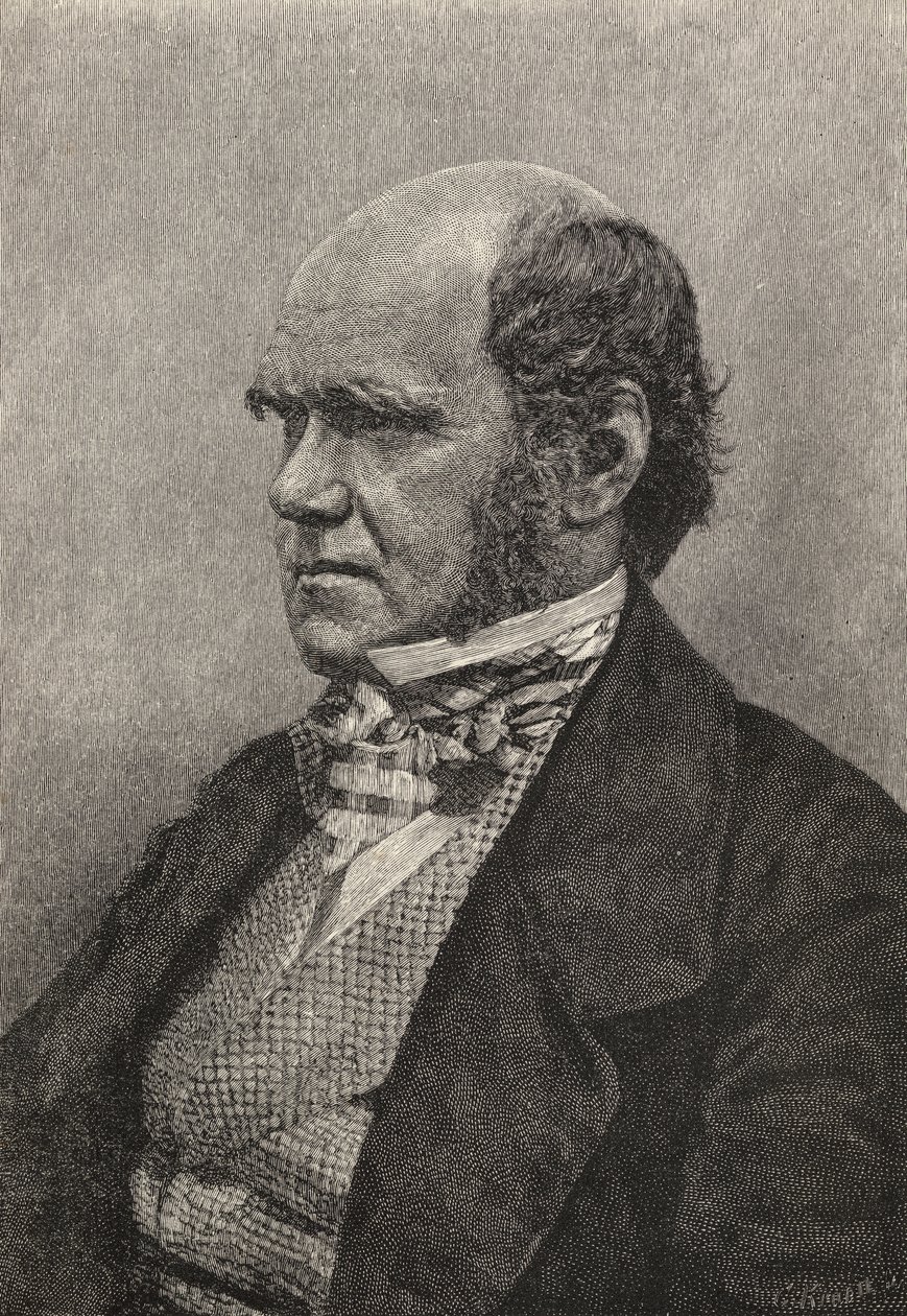 Charles Darwin ve věku 45 let, ilustrace z 